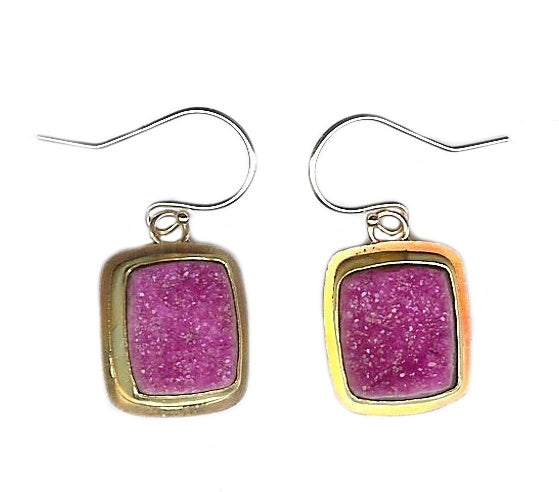 14k Pink Druzy earrings