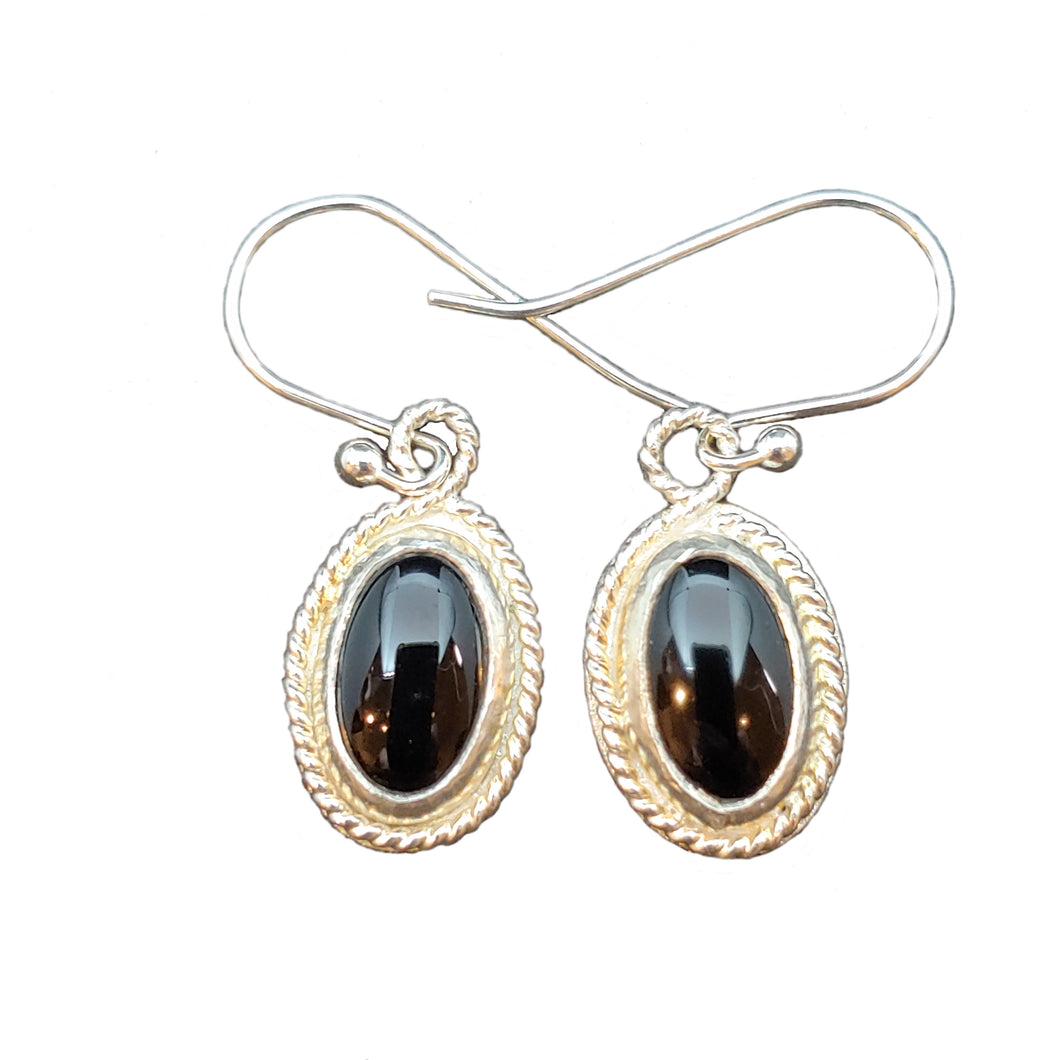 Onyx and sterling silver earrings