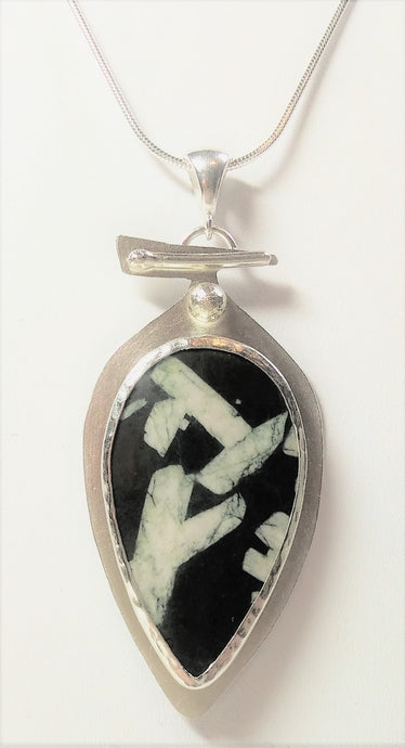 Chinese Writing Stone pendant necklace