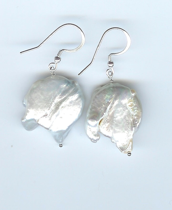 Large baroque freshwater pearl earrings